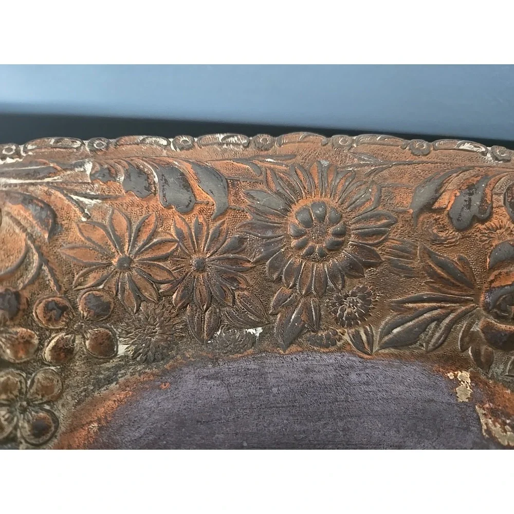 Antique Silver Gold Copper Tone Bowl 9.5